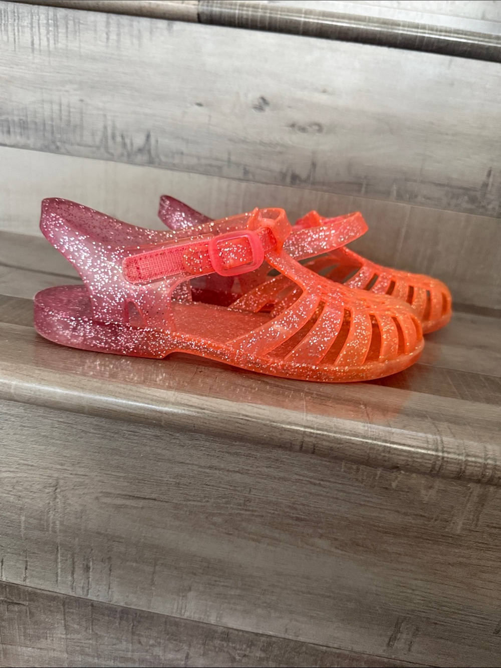 Girls' Sparkle Jelly Sandals - Pink/Orange